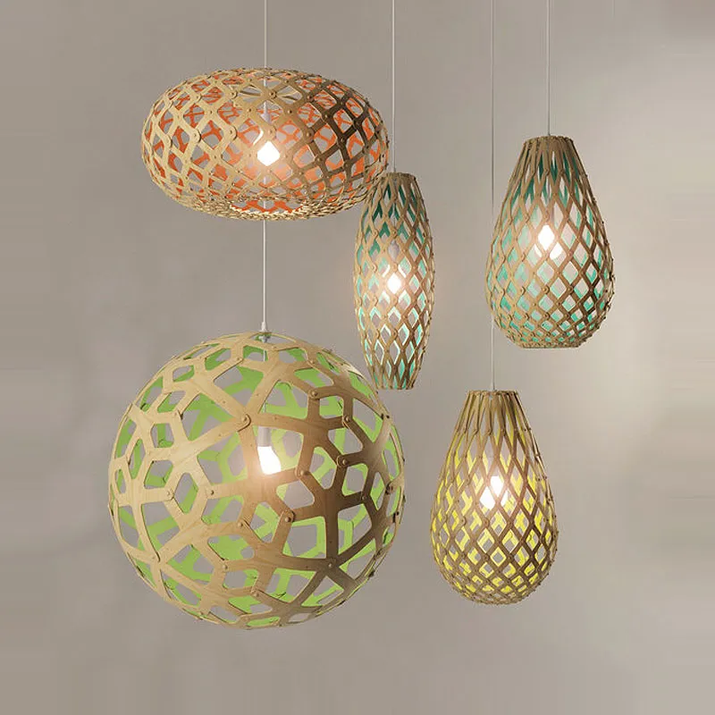 Wooden pendant lamps