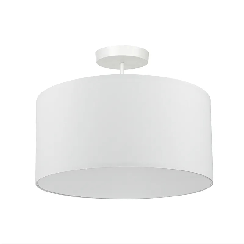 Modern 3 light ceiling light with handmade cotton fabric cylinder lampshade and bottom acrylic diffuser