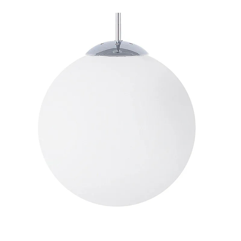 Modern satin nickel pendant light with white globe frosted glass lampshade